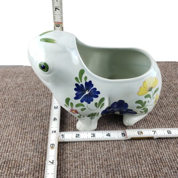 Este Italy Frog Planter Ceramic White Floral Hand Painted - Picture 10 of 10
